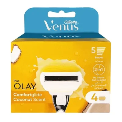 تیغ یدک ژیلت ونوس زرد مدل Olay Plus زنانه 5 لبه 4 عددی